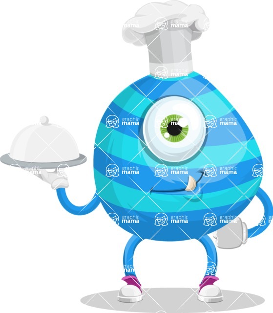 One Eyed Monster Cartoon Character - Cooking One Eyed Monster Cartoon Character